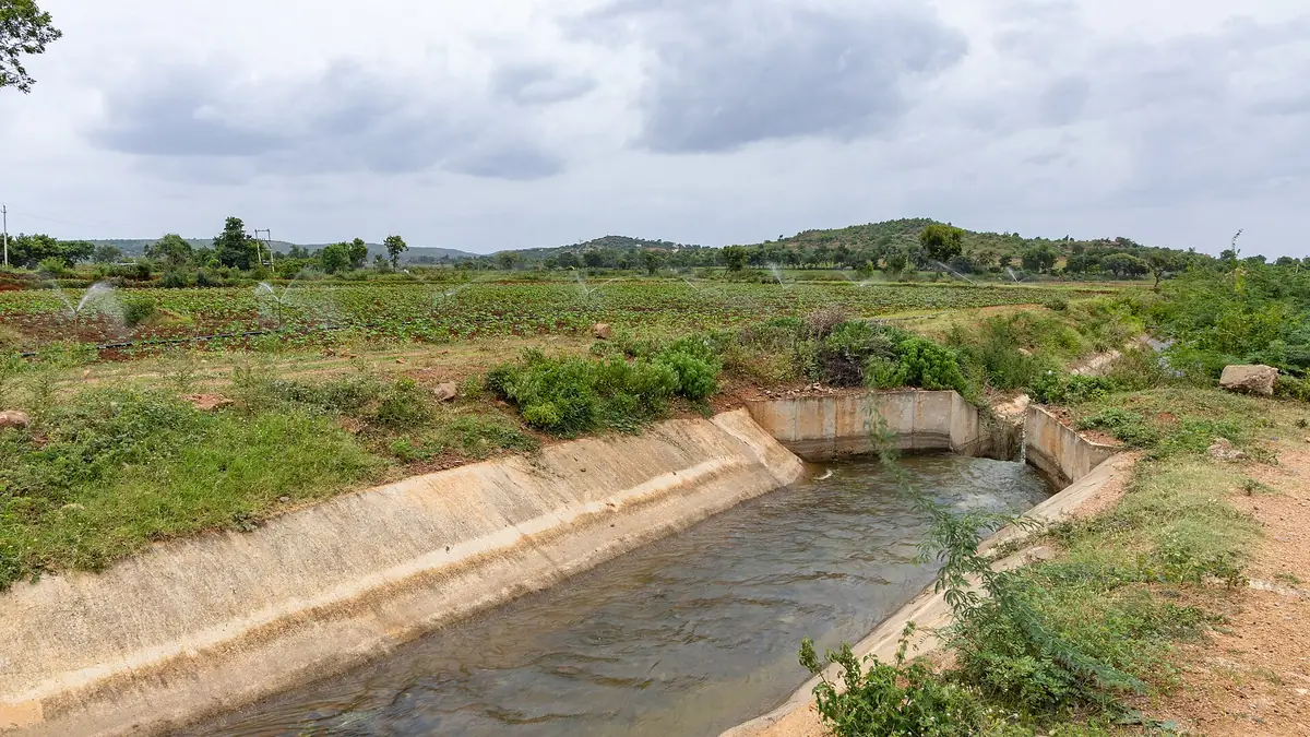 Concrete-lined irrigation distributary channel